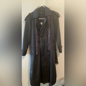 Worthington Black Trench Coat with Paisley Detail